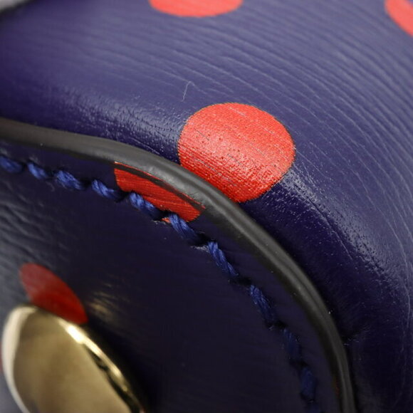 Gucci Horsebit Polka Dot Leather Shoulder Bag Navy Blue - Picture 7 of 7